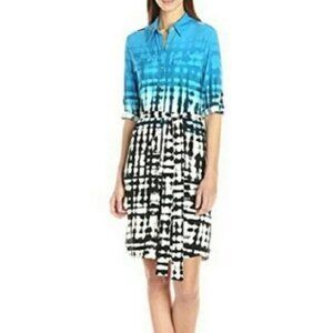 Calvin Klein Casual Button Front Dress Black White